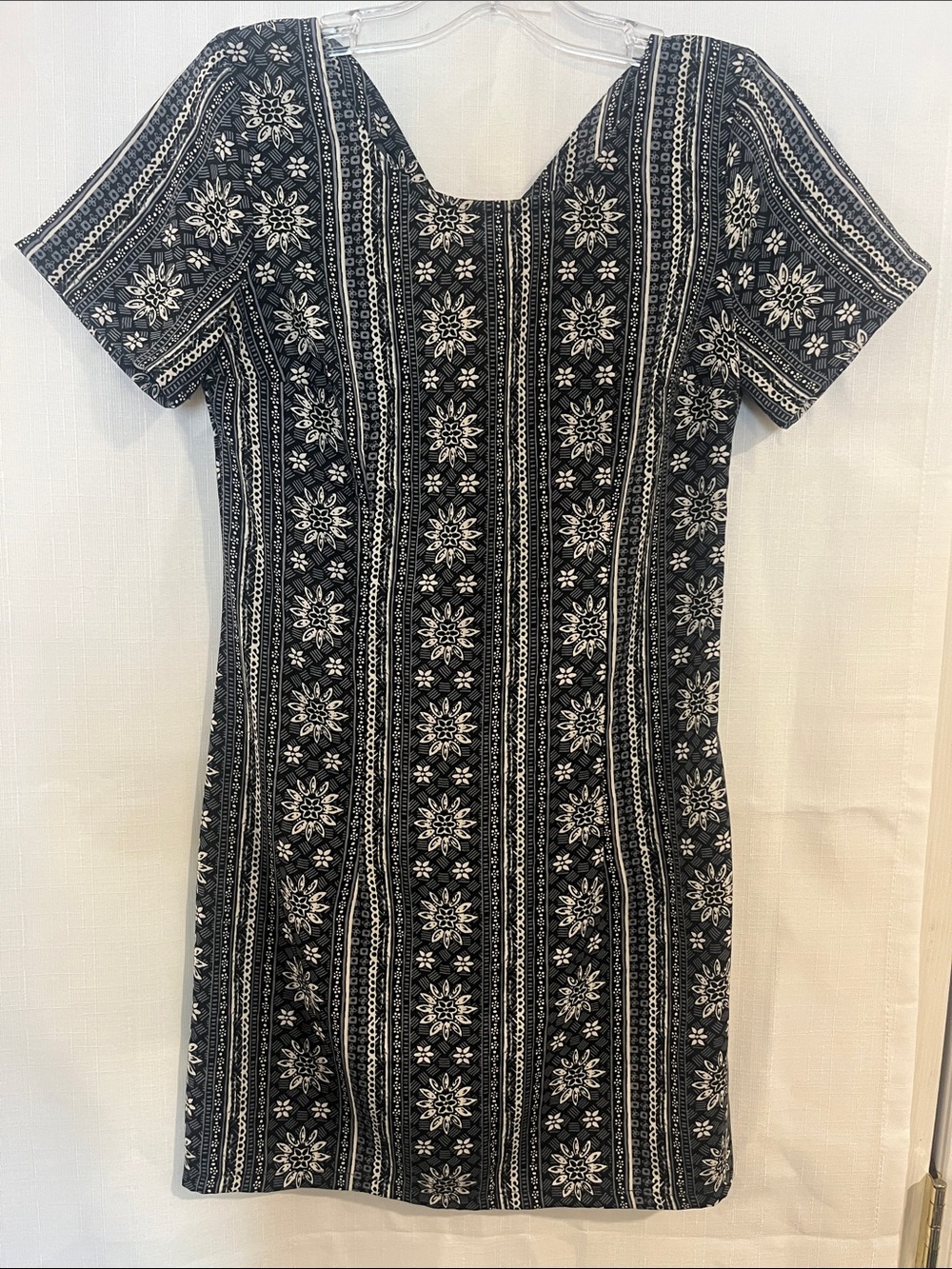 Hollister Black and White Floral Stripe Mini Dress